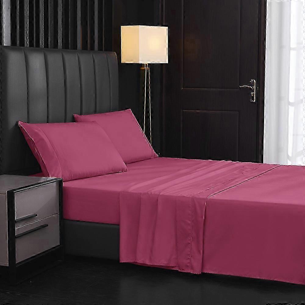 Type F JT013 Twin Sheet Set with Fitted Sheet and Pillowcase Brushed Fabric Solid Color Bedding