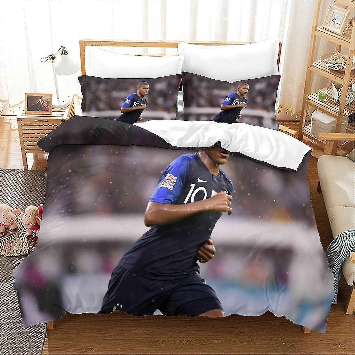 Soft Duvet Cover Set, Design Suitable for a Football Superstar, Printed Duvet Cover and Pillowcase, 3 Piece Set, For Adults and Children