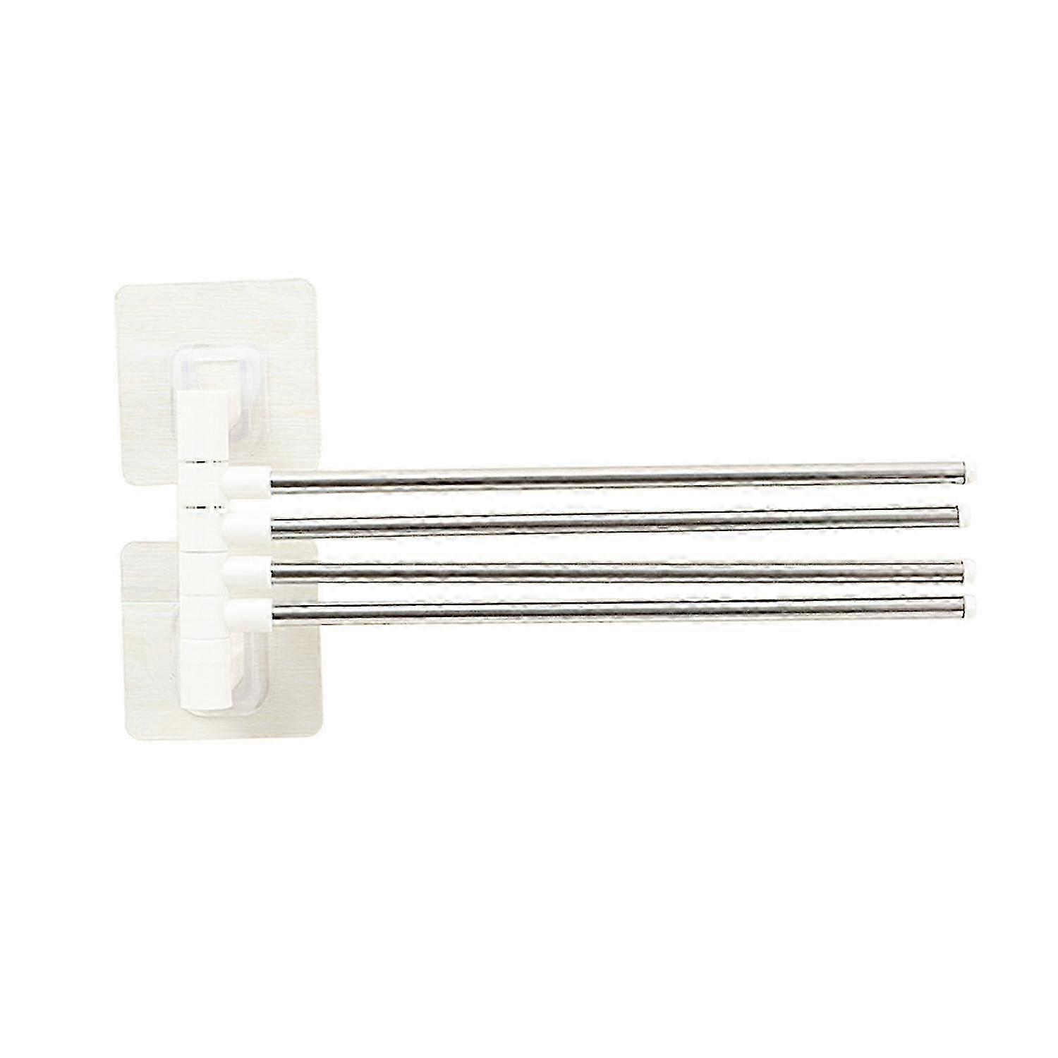 Space-saving Punch-free Multi-bar Wall Mounted Rotating Towel Rack for Bathroom