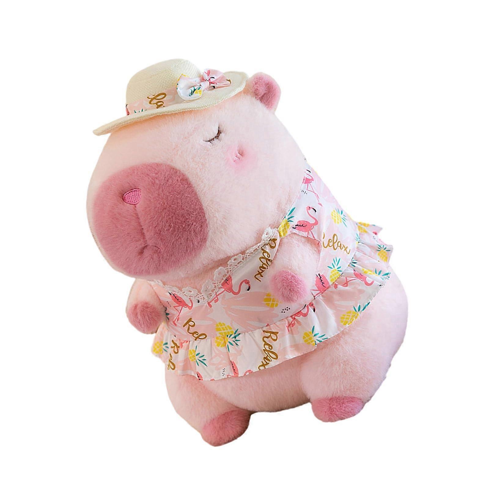 Capybara Figures Plush Dolls With Hug Multicolor Capybaras In Beach Vacation Outfit Stuffed Plush Toys For Kids