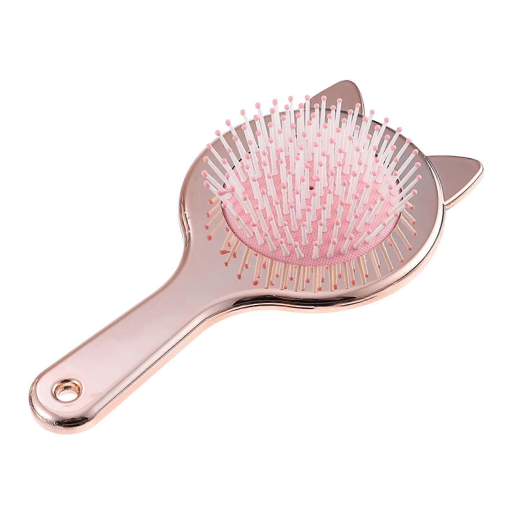 Comb Cat Hair Brush with Natural Bristles for Detangling and Smoothing, ABS Rose Gold, Curl Styler and Massage Tool