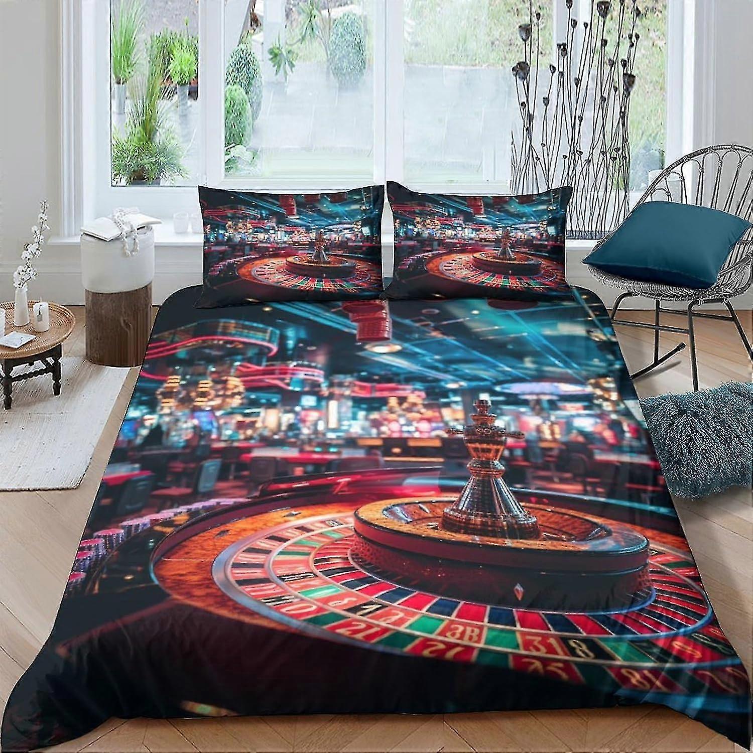 3D Bedding Set with Card Chips Design, Decorative Microfiber Polyester Duvet Cover and Pillow Shams, 3 Piece Set