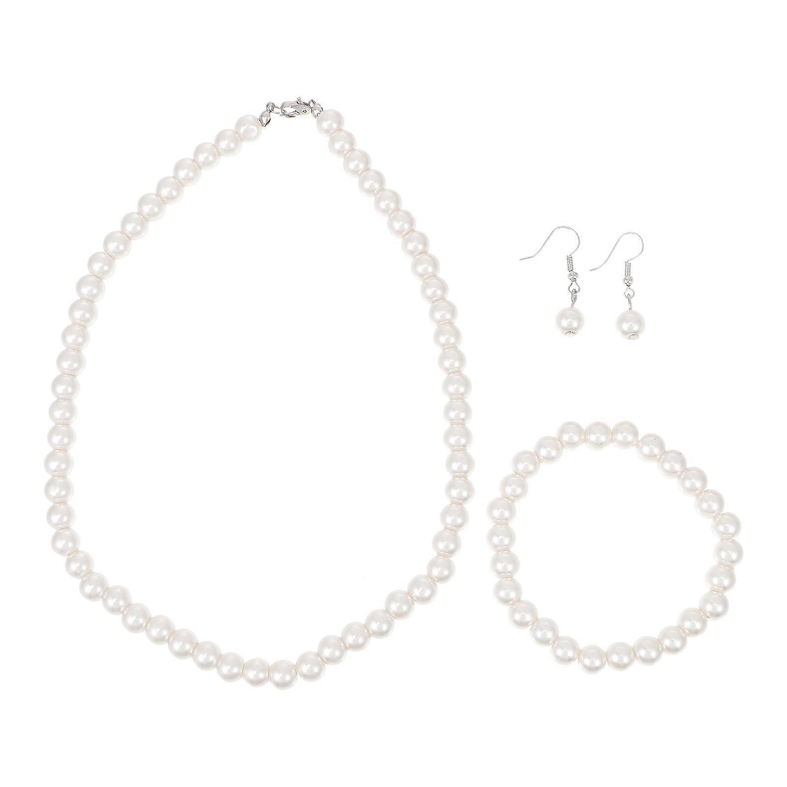 Elegant Glass Necklace Set for Decor White Color Stylish Jewelry Gift 1 Set