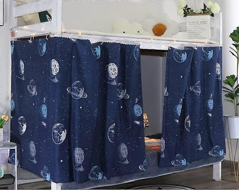 College Dorm Blackout Curtain Bunk Bed Cartoon Pattern Privacy (Planet, 4ft, 2)