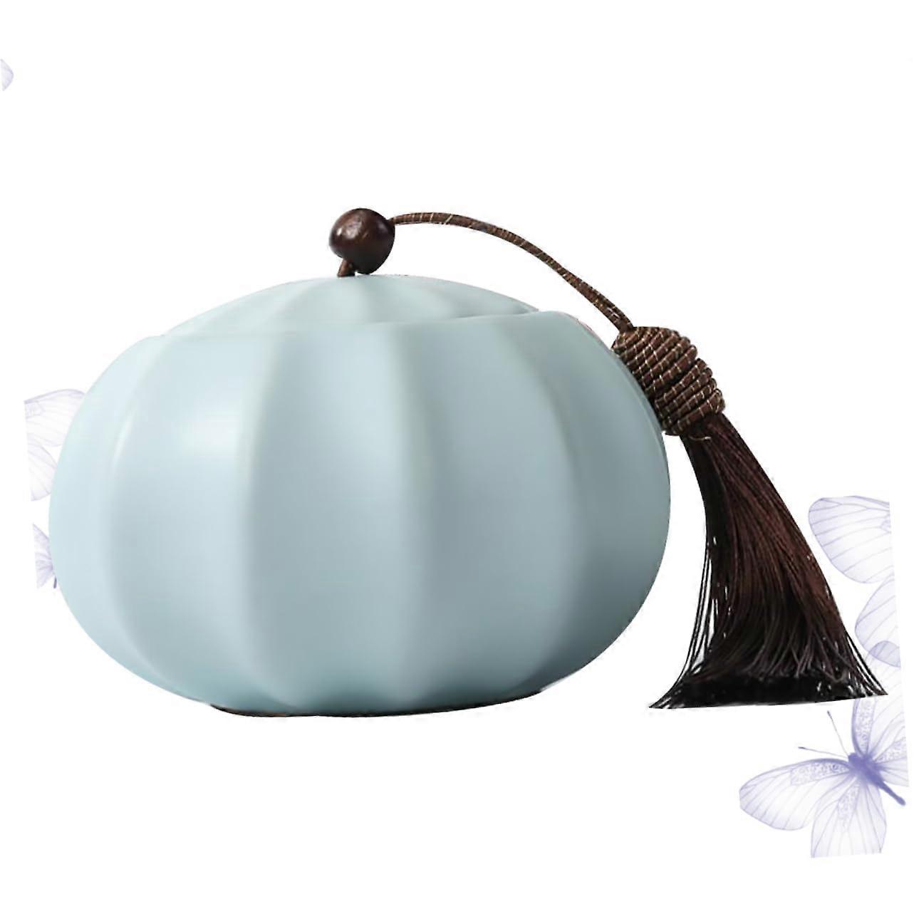 Tea Canister Ceramic With Lid Pumpkin Design Durable Storage Container For Dust-Free Tea Leaf Organization