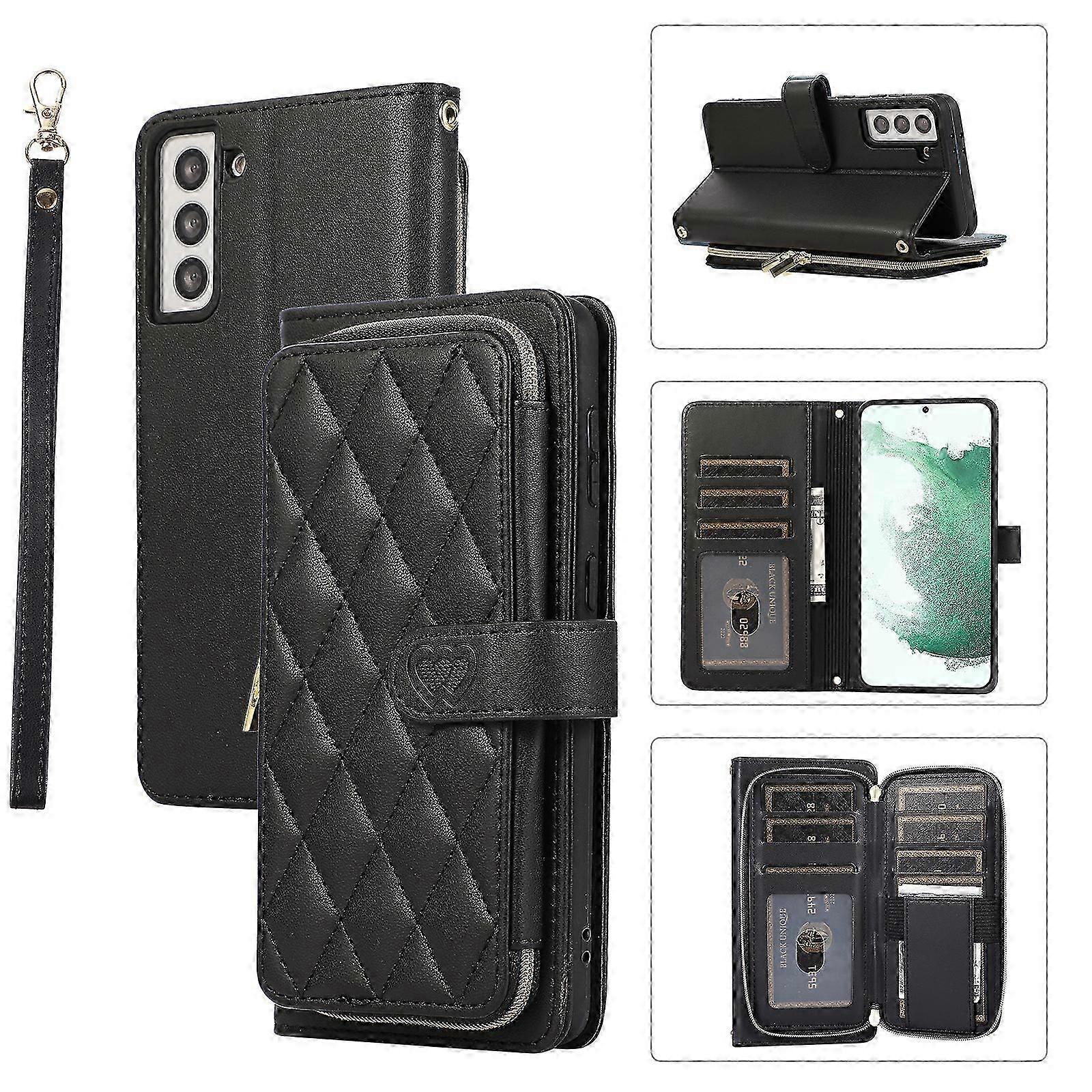 For Samsung Galaxy S24 Wallet case with Zipper, RFID Blocking Credit Card Holder, Flip Folio Book PU Leather Shockproof Phone Case