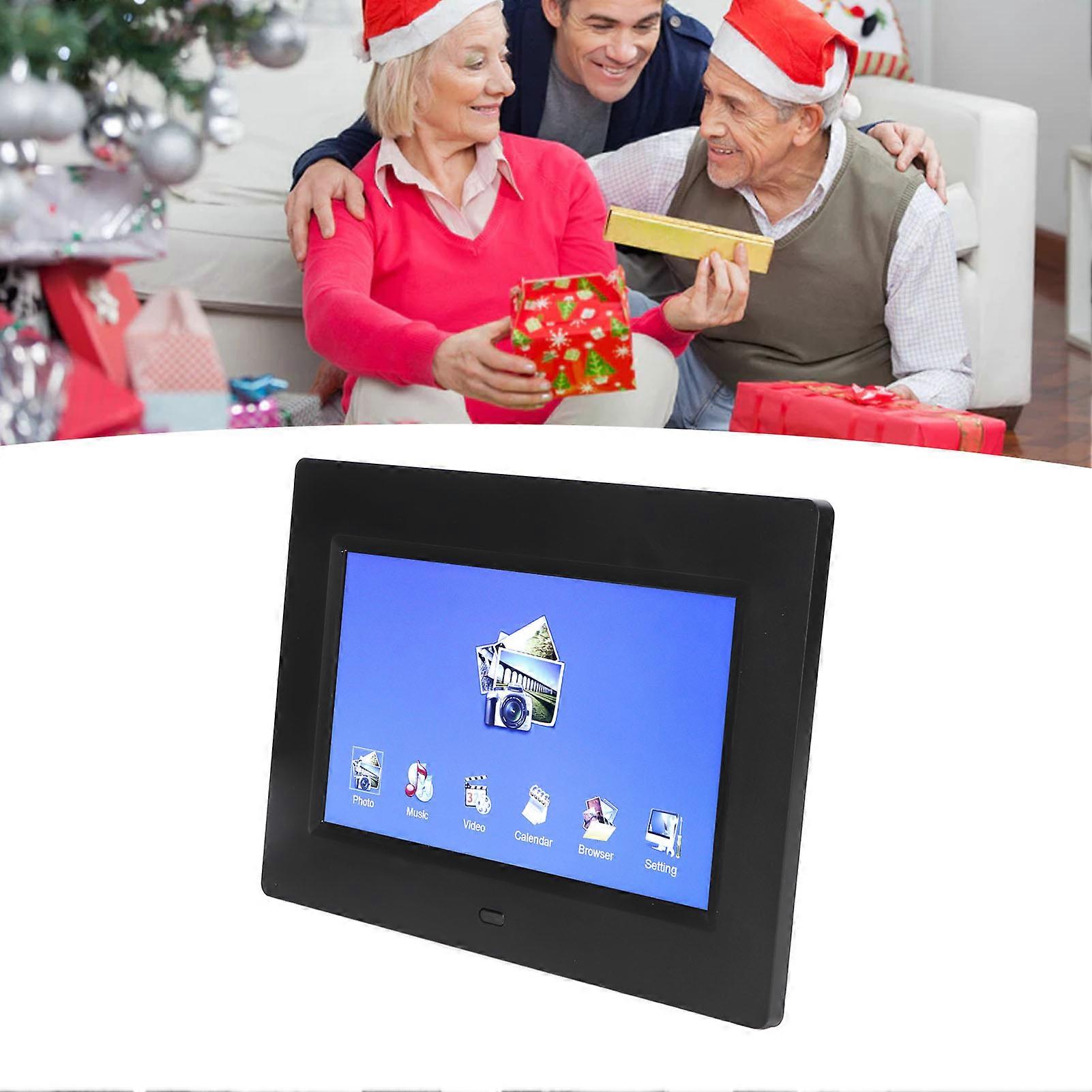 7 Inch Digital Picture Frame HD 800x480 Multifunction Electronic Photo Frame with Remote Control Black 100‑240V UK Plug