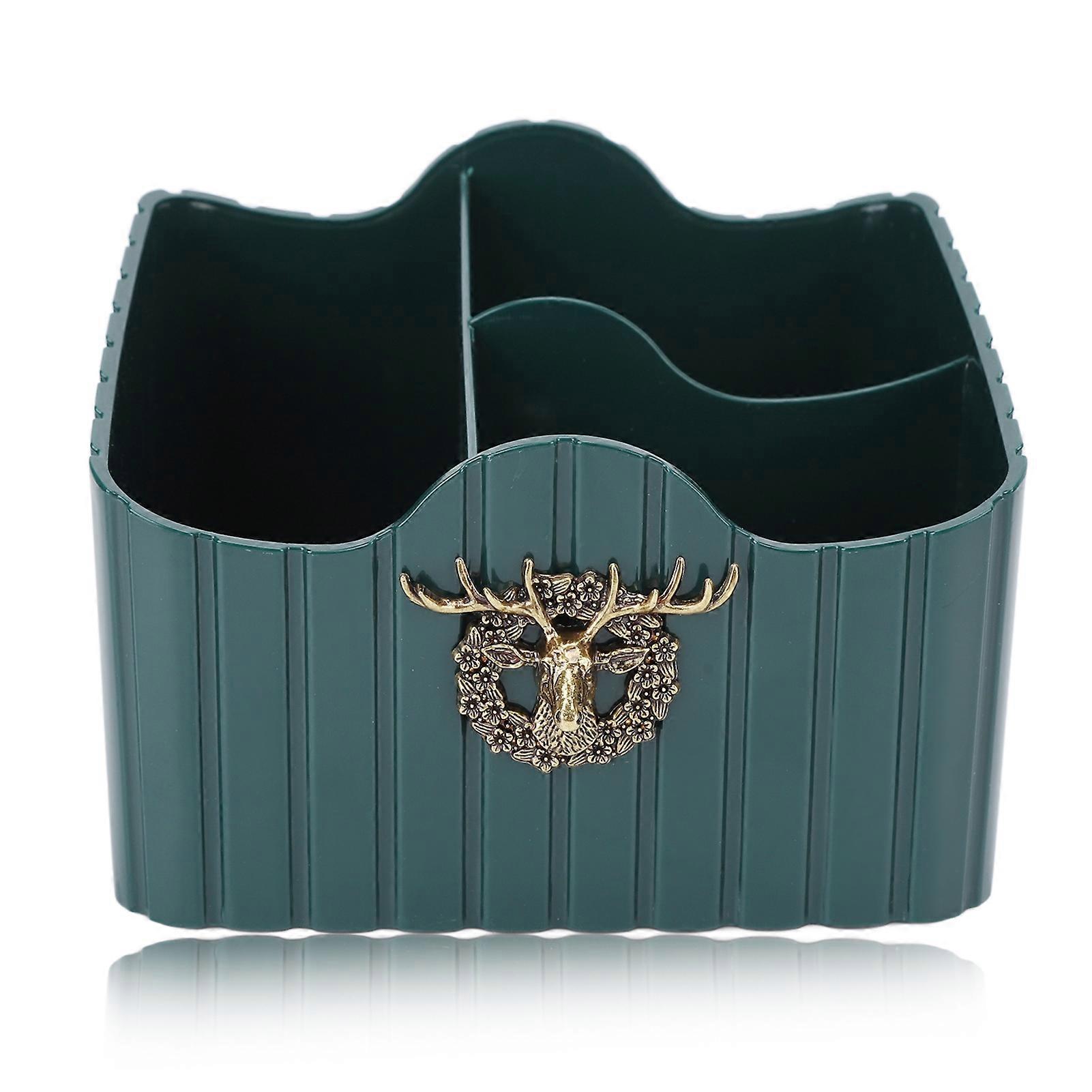 Cosmetic Desktop Storage Large Capacity Simple Beautiful Elk Design Storage Box with 3 Compartment