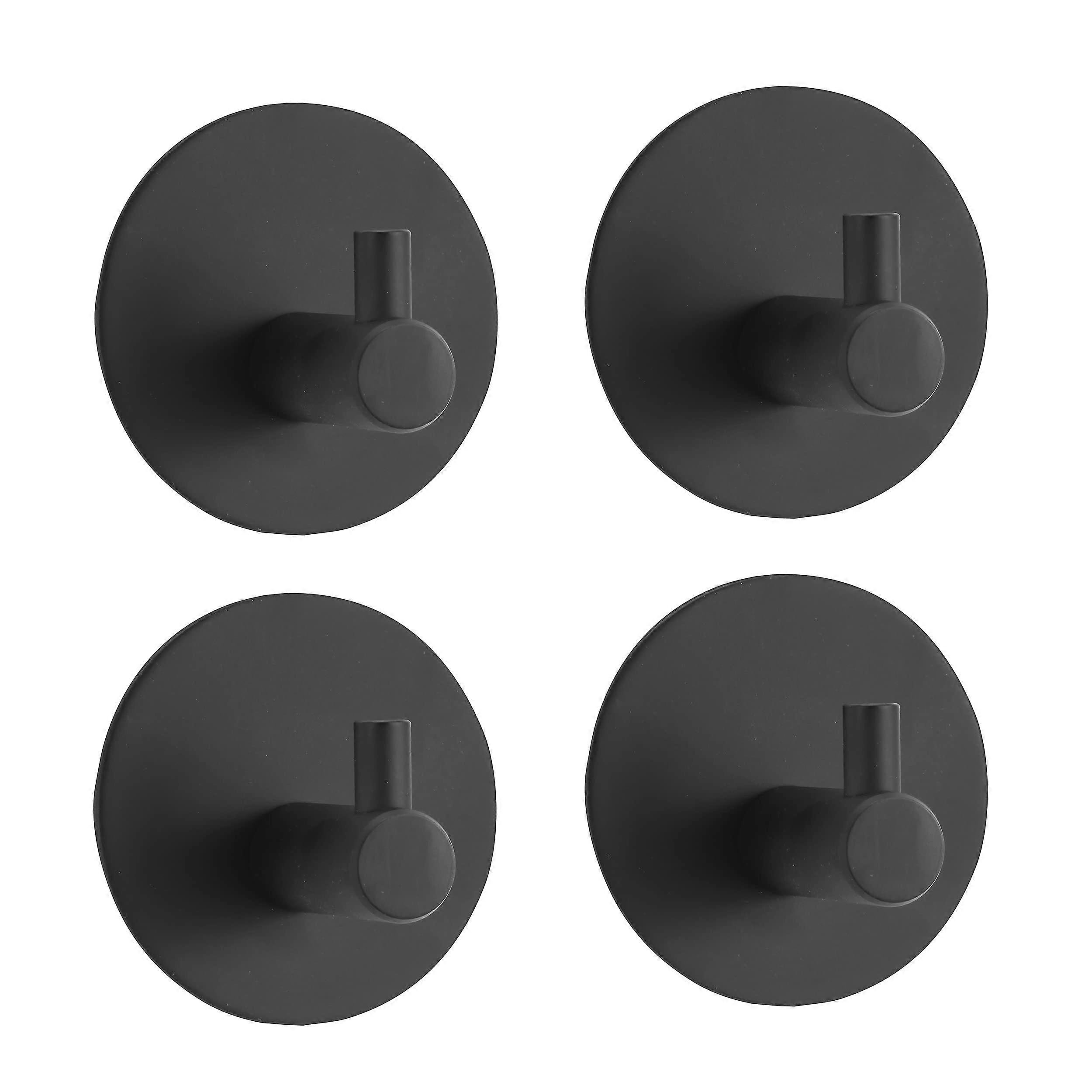 4Pack SelfAdhesive Towel Hooks, Max 8 kg, Stainless Steel, Rustproof, Matte Black