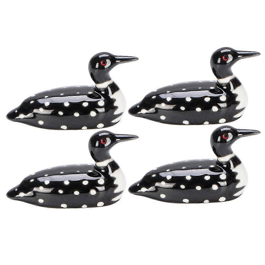 4PCS Ceramic Duck Chopstick Holders, Black Fork Spoon Rest for Kitchen Tableware Organization, Prevents Rolling & Keeps Utensils Clean