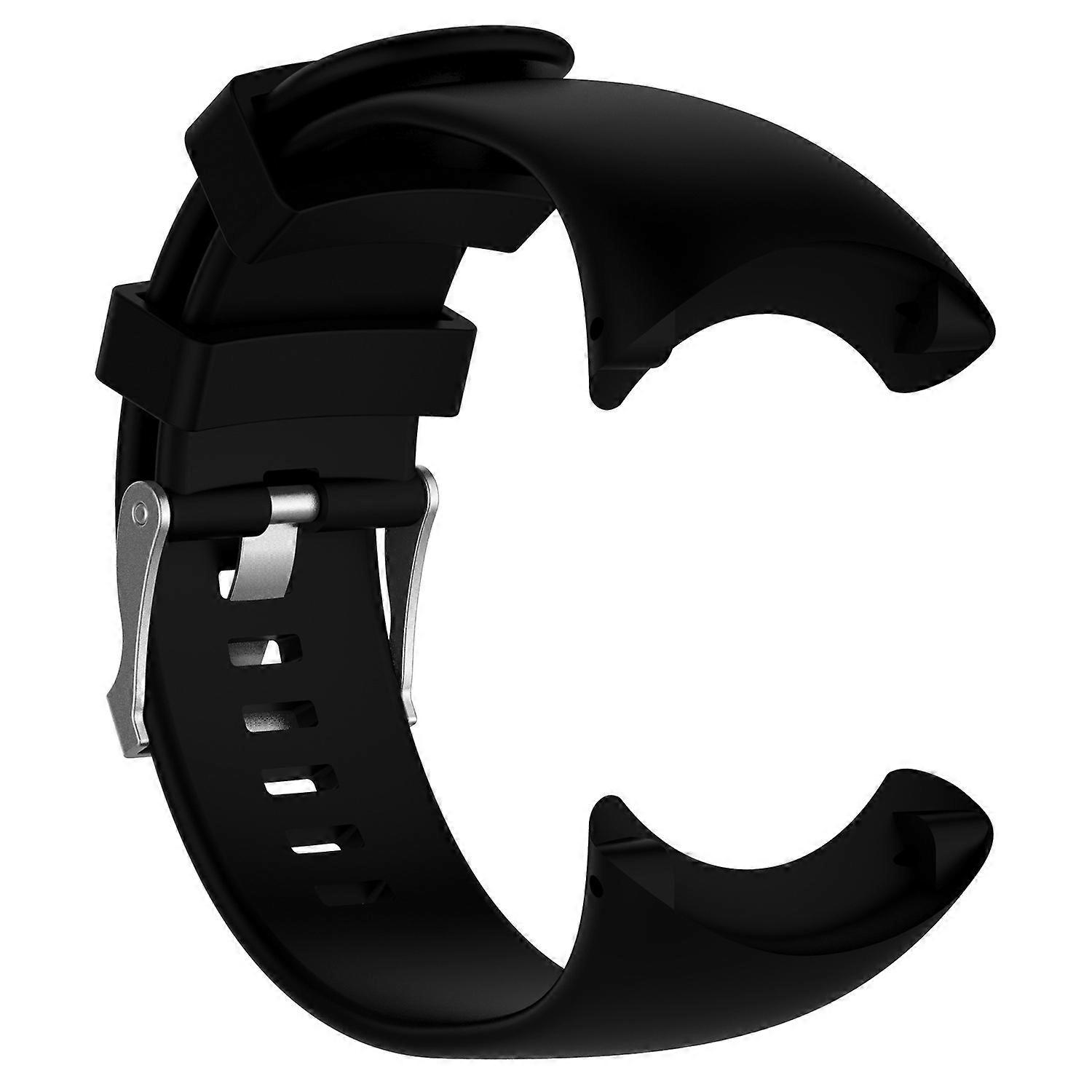 Flexible Silicone Watch Strap with Spring Bars and Screws for Suunto Core All Black