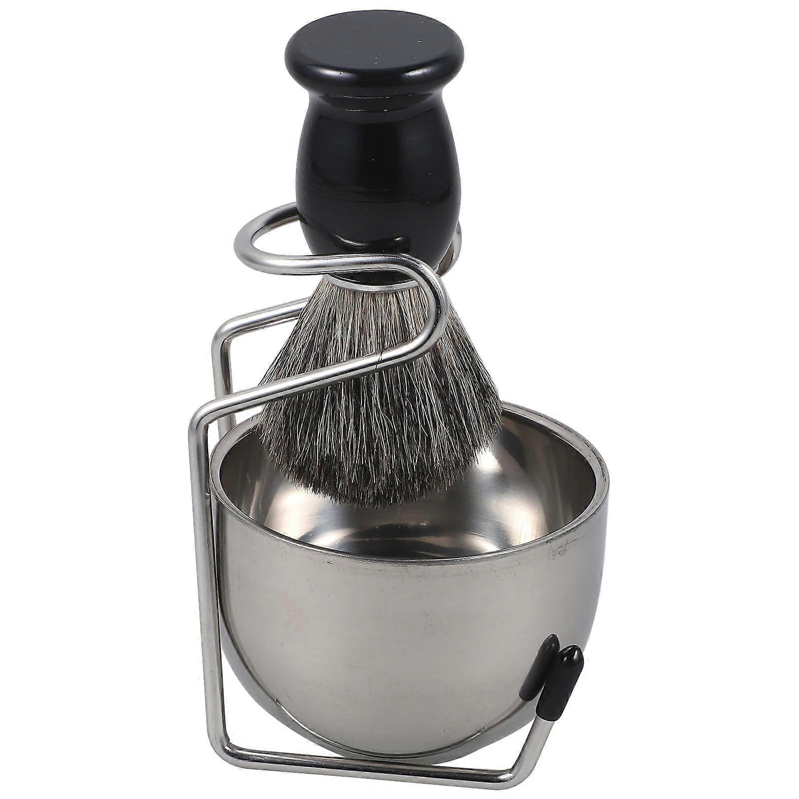 Male Beard Brush Kit Household Shaving Brush With Stand And Bowl PP Material Hair Removal 1Set