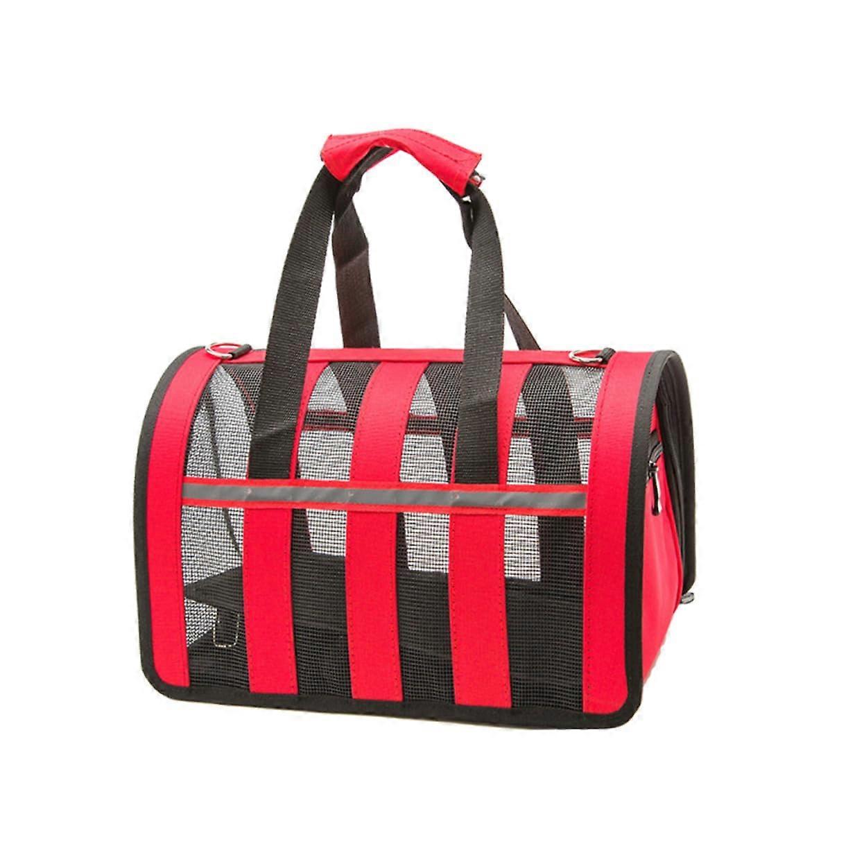 Transparent Pet Carrier Bag Adjustable Breathable Small Size Red for Cats Travel Friendly Portable Design