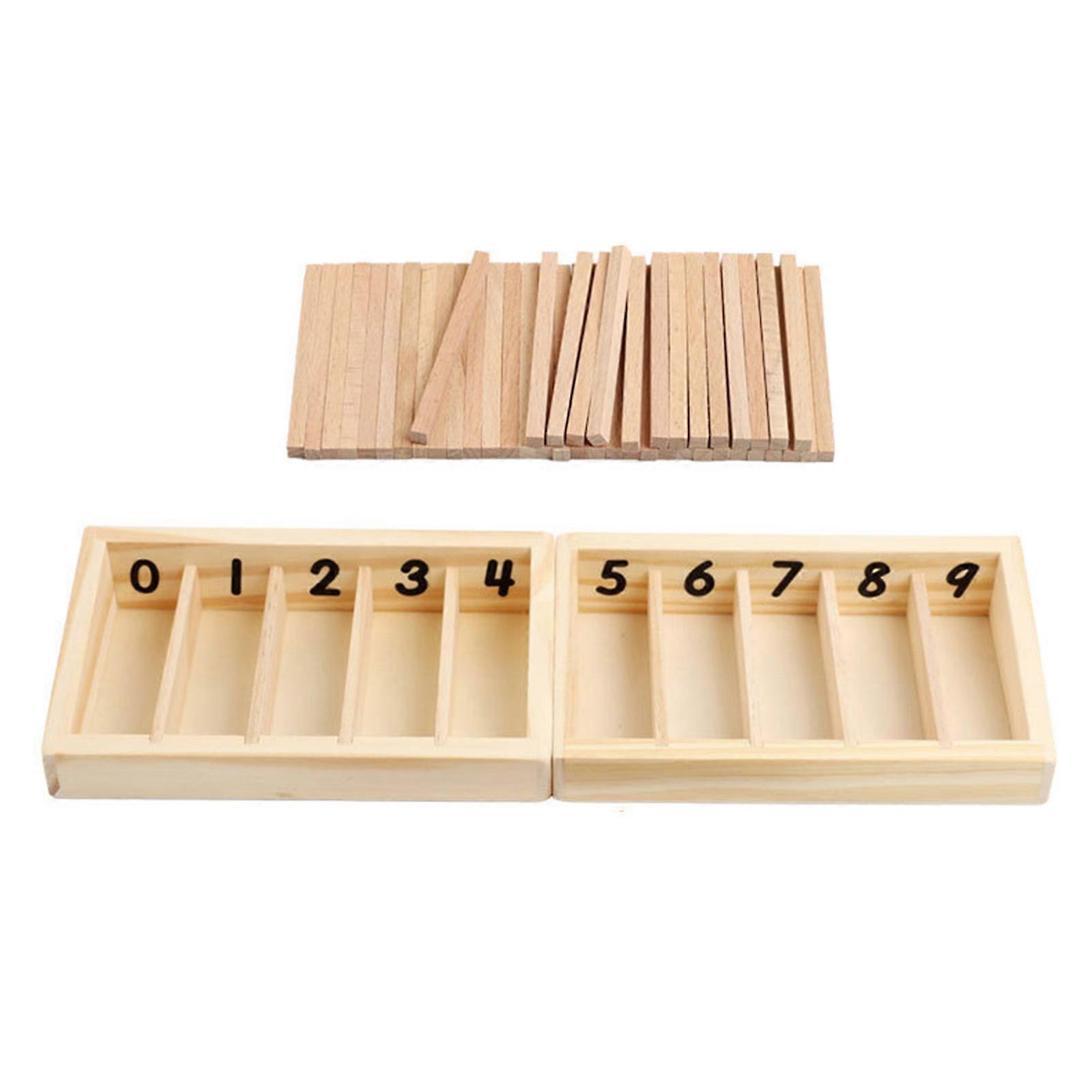 Early Math Skills Development Spindle Box Set with Numbered Rods and Storage Container for Children 2-6 Years Old Multicolor