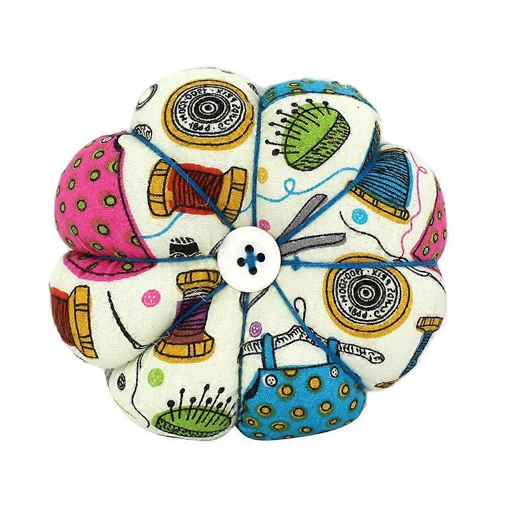 Pumpkin-Shaped Pin Cushion with Elastic Wrist Strap, Cross-Stitch and Sewing Needle Holder, Craft Tool for Needlework