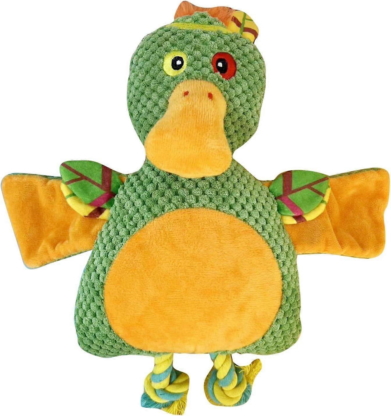Duck Dog Plush Toy with Rope - Durable Squeaky Chew Toy for Small to Medium Dogs, Interactive Pet Plaything
