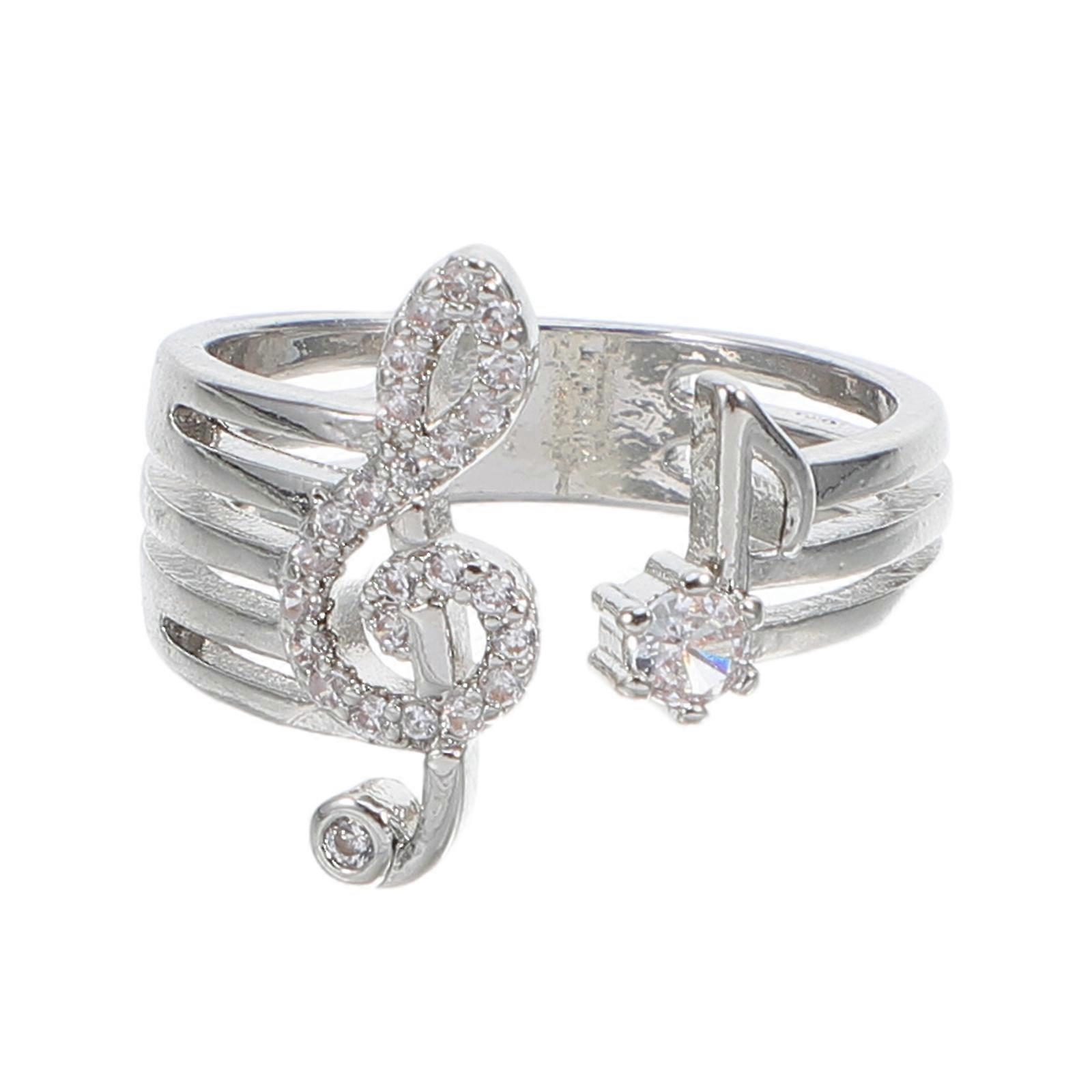 Note de musique bague ajustable avec strass anneau ouvert pour un usage quotidien