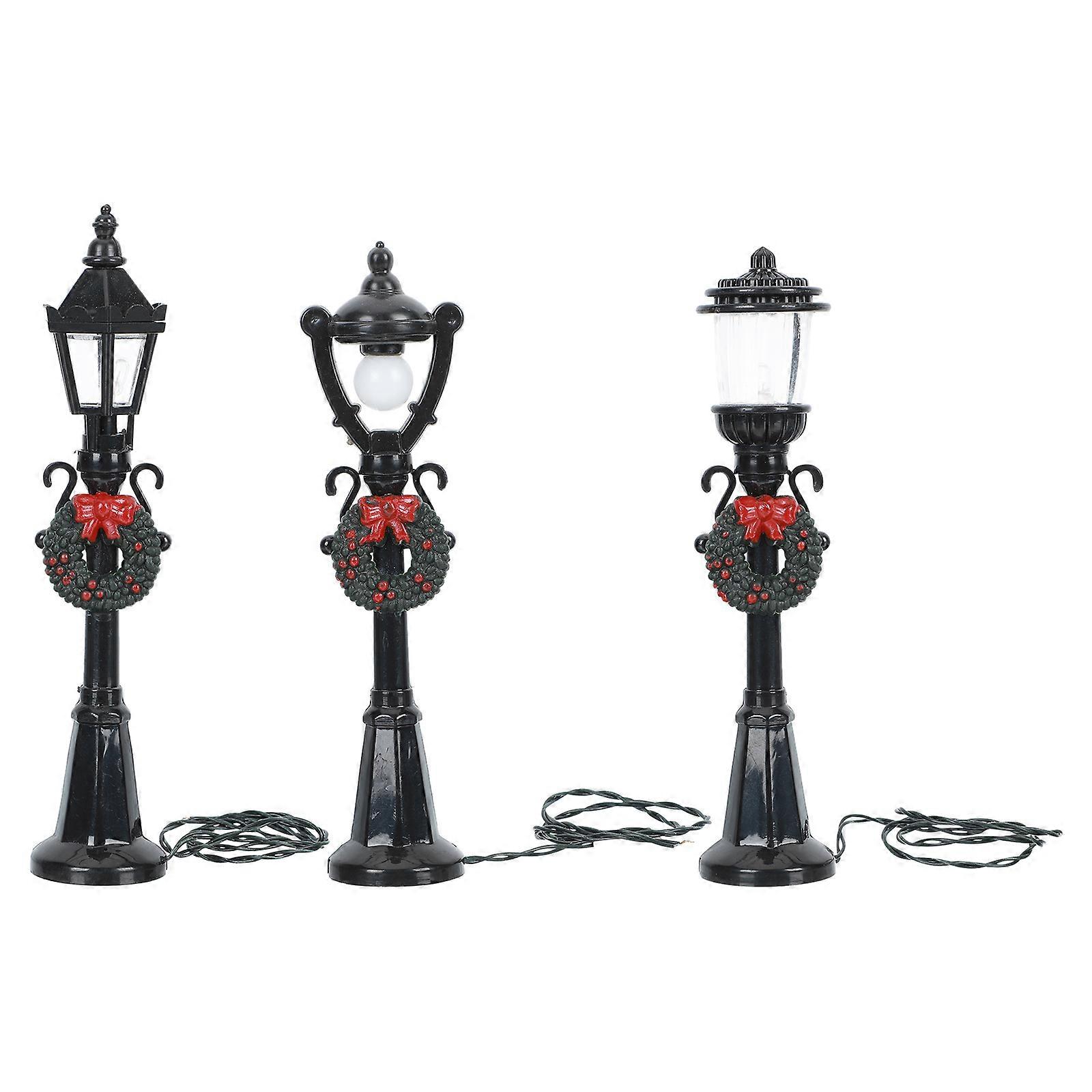 3pcs miniature noir lampadaire décor pour maisons de poupées - lampadaires compacts avec un design réaliste et un éclairage de simulation de tension pour miniature