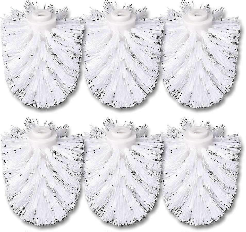 6 Replaceable White Spare Toilet Brush Heads Pack