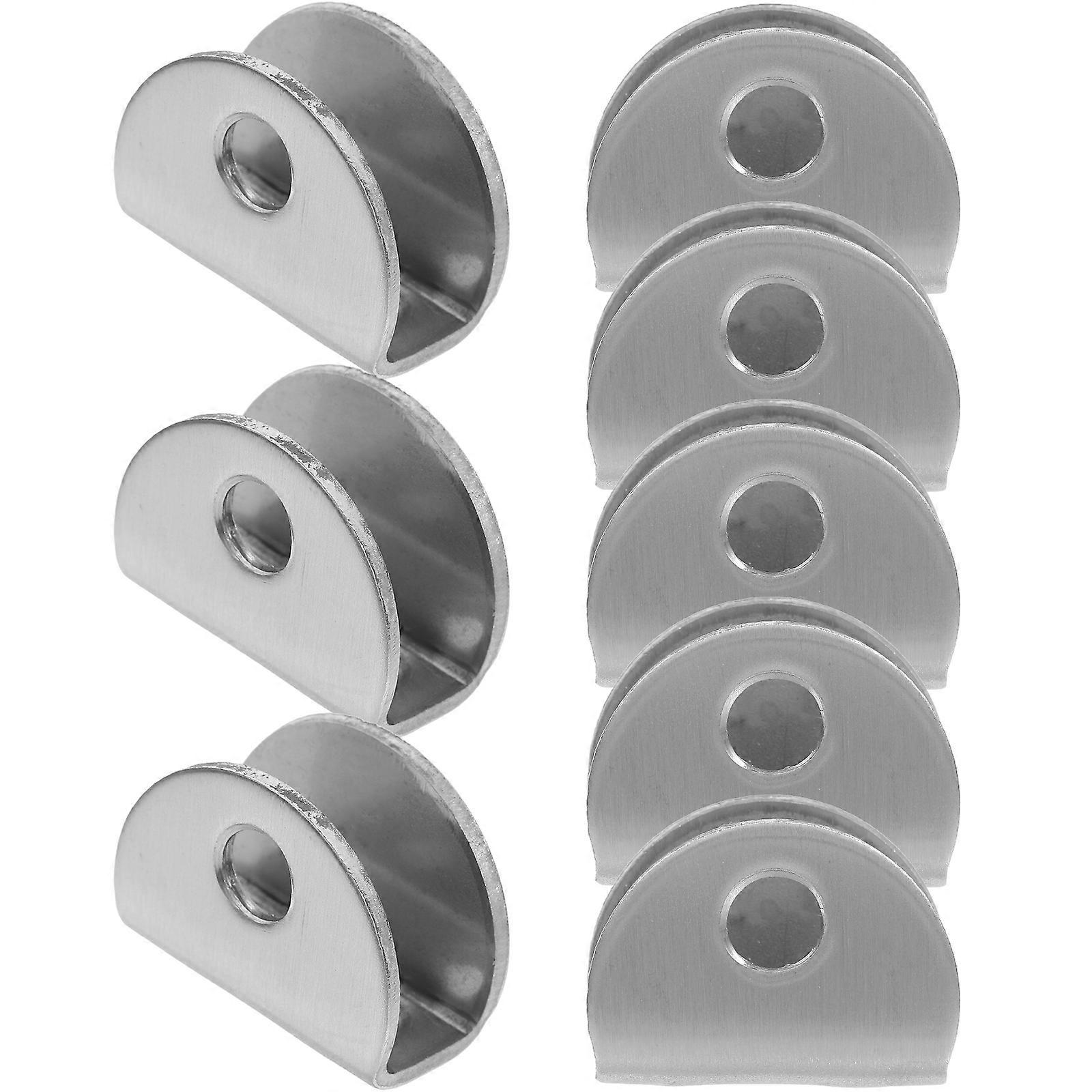 8pcs No Drill on Glass Clamps Fixed Holder Semicircle Glass Panel Supports Size