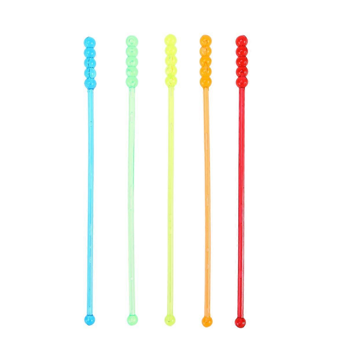 50 Pcs Colorful Acrylic Round Swizzle Sticks Reusable Beverage Stirrers for Coffee Juice Wine Random Colors