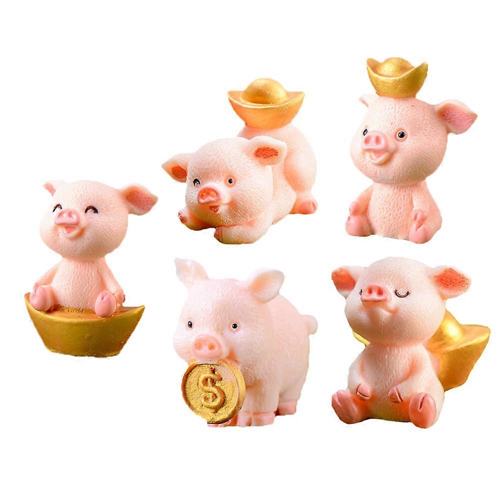 Miniature Garden Accessories Different Shape Design Pig Statue For Cake Decoration 5Pcs