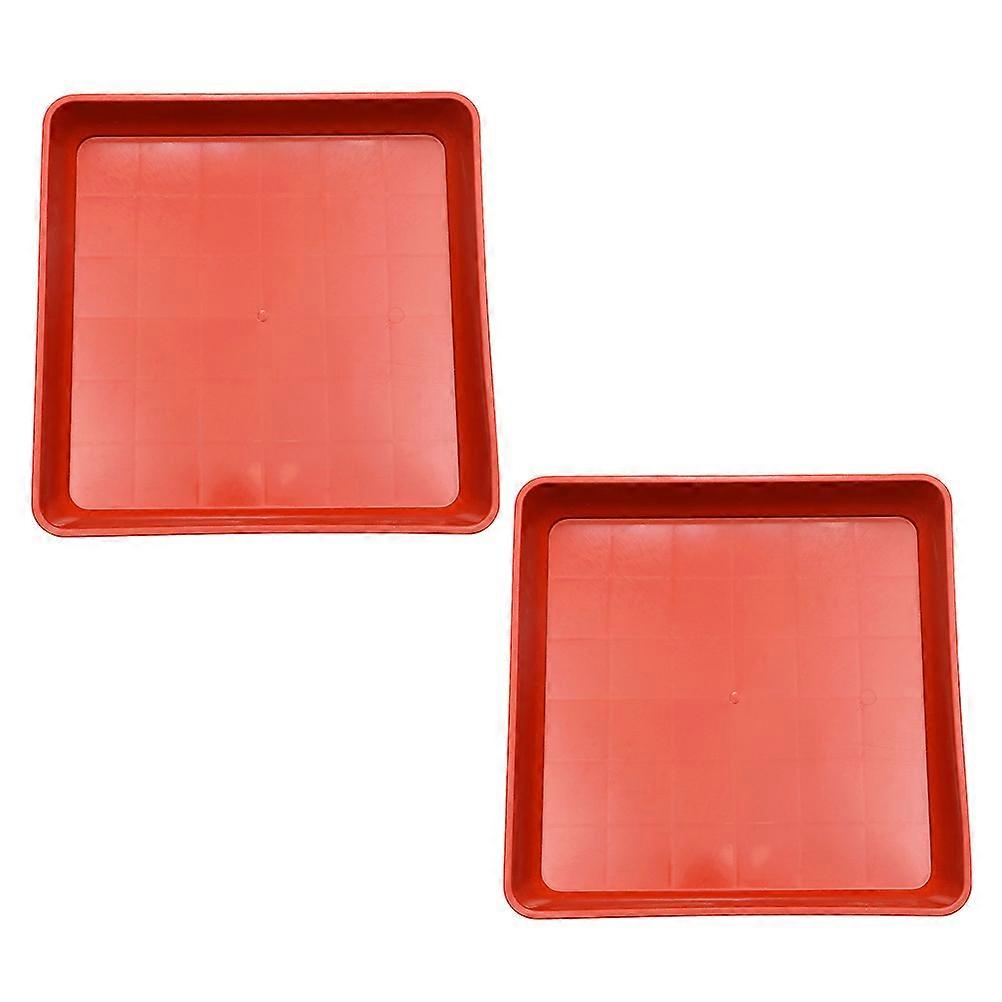 Gardeners Bonsai Base Tray Square Flower Pot Saucer Surface Protection 8.7×8.7×1.2in Red 2Pcs