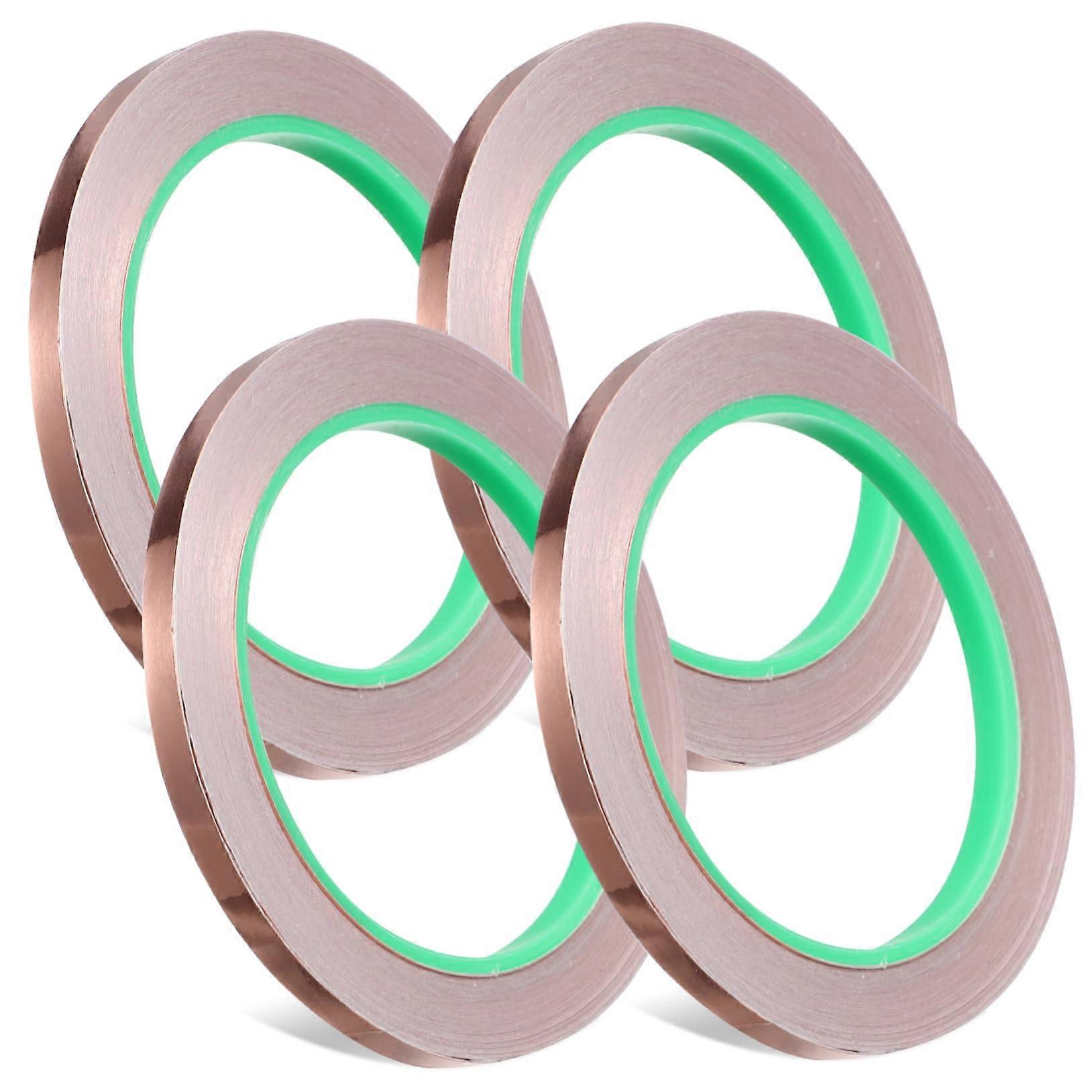 4 Rolls Copper Tape Self-Adhesive Conductive Tape for Electronics Soldering Craft Projects Shielding 10mm x 33m