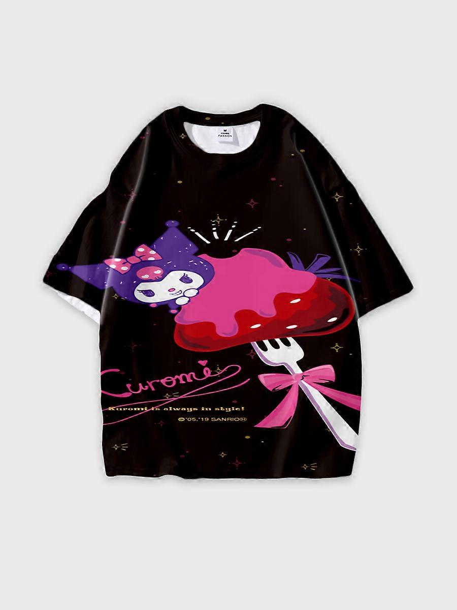 T-shirt round neck Cartoon Pattern loose short sleeve B35