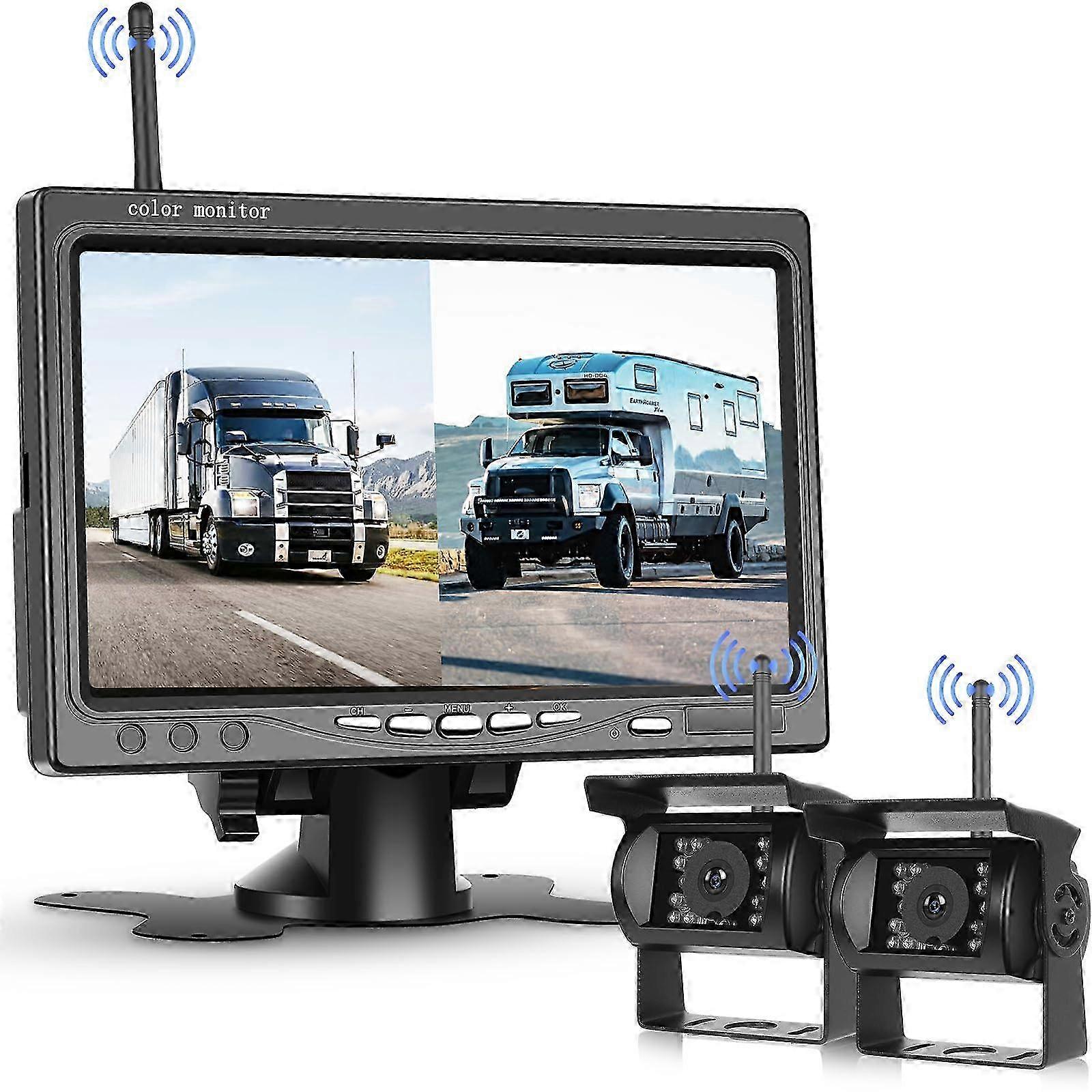 2025 Digital Wireless Backup Camera Digital System Kit, 7 Inch HD Touch Screen Monitor with 2 Cameras