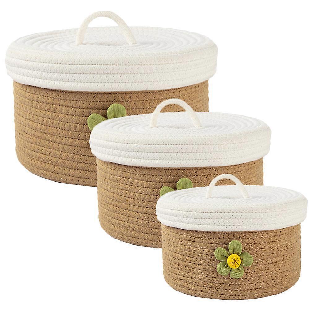 Rope Storage Basket Woven Home Organization Cosmetics Snacks Containers 3Pcs Set