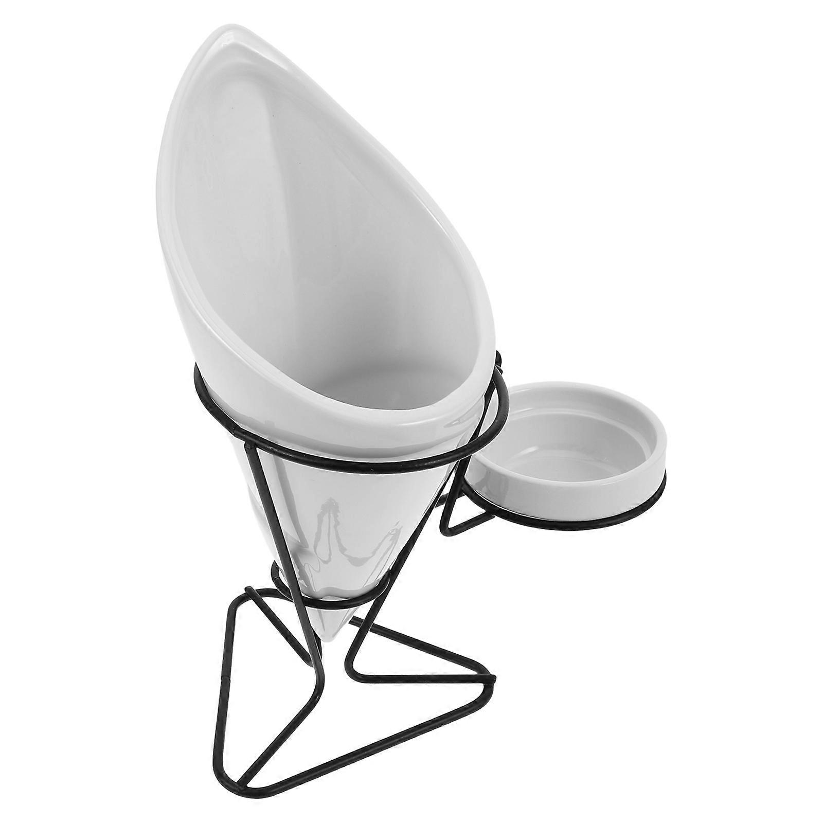 Ceramic Appetizer Serving Plate French Fries Holder Cone Rack White 23.00X21.00X10.00CM Storage For Restaurant 1 Set