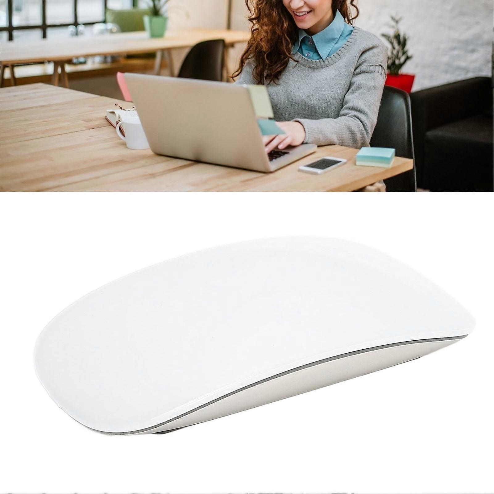 Wireless Mouse Silent Low Decibel Rechargeable Ergonomic Portable Touch Wheel Design Type C Mouse for Home Office White 