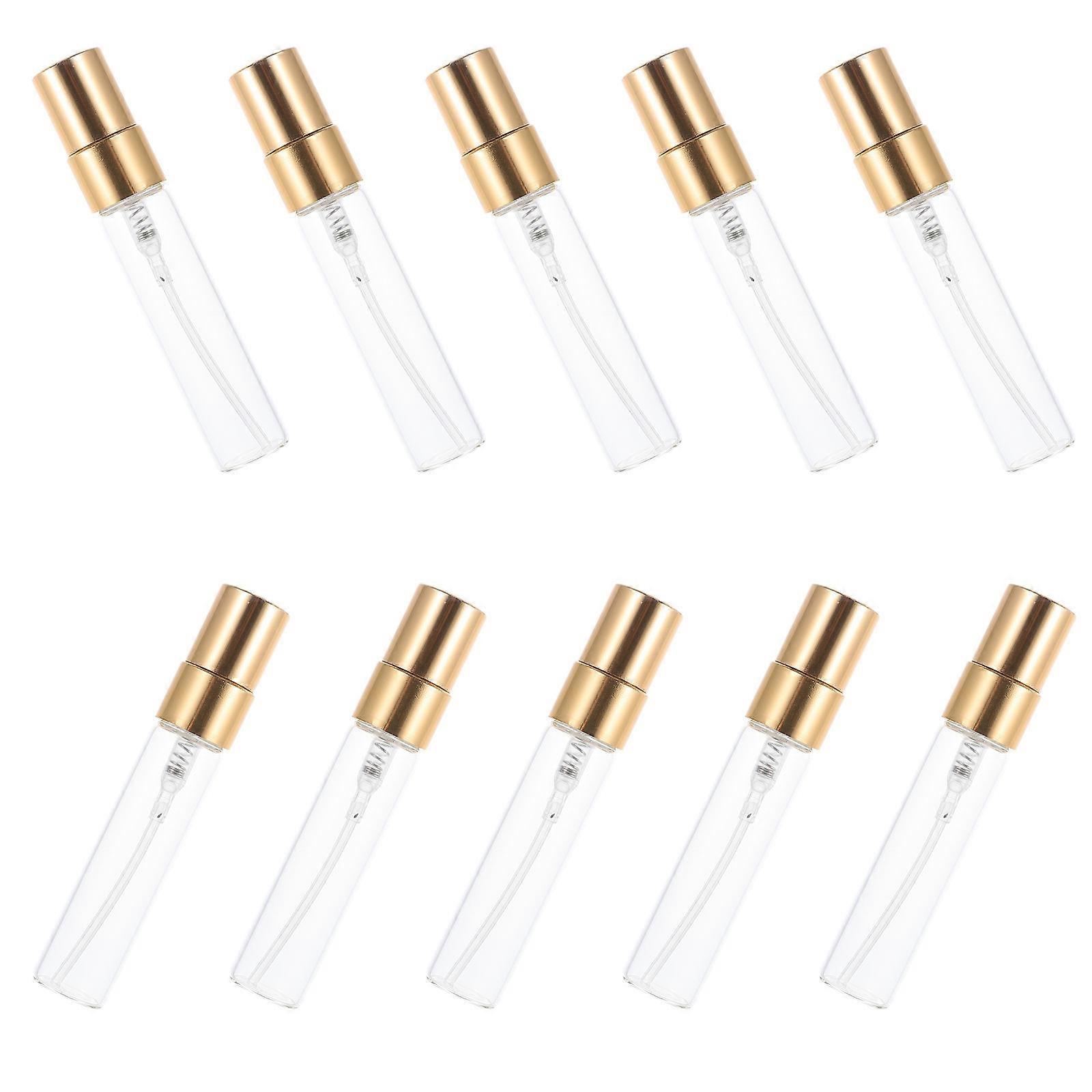 Golden Glass Perfume Bottles Empty Spray Bottles 10Pcs Square Stylish Design Convenient For Daily Care And Refilling Essential Oils