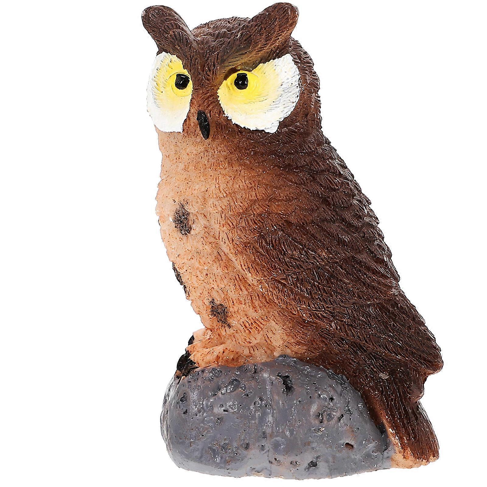 Realistic Owl Ornament for Decor Made of Resin in Coffee Color Well Crafted Lifelike 4.5 Inches