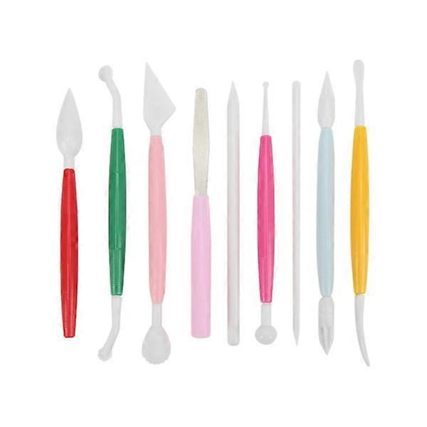 9 pcs Kids Plastic Box Modeling Clay Tools Non-Slip Handles Smoother Edges Pottery Clay Sculpting Tools for Home