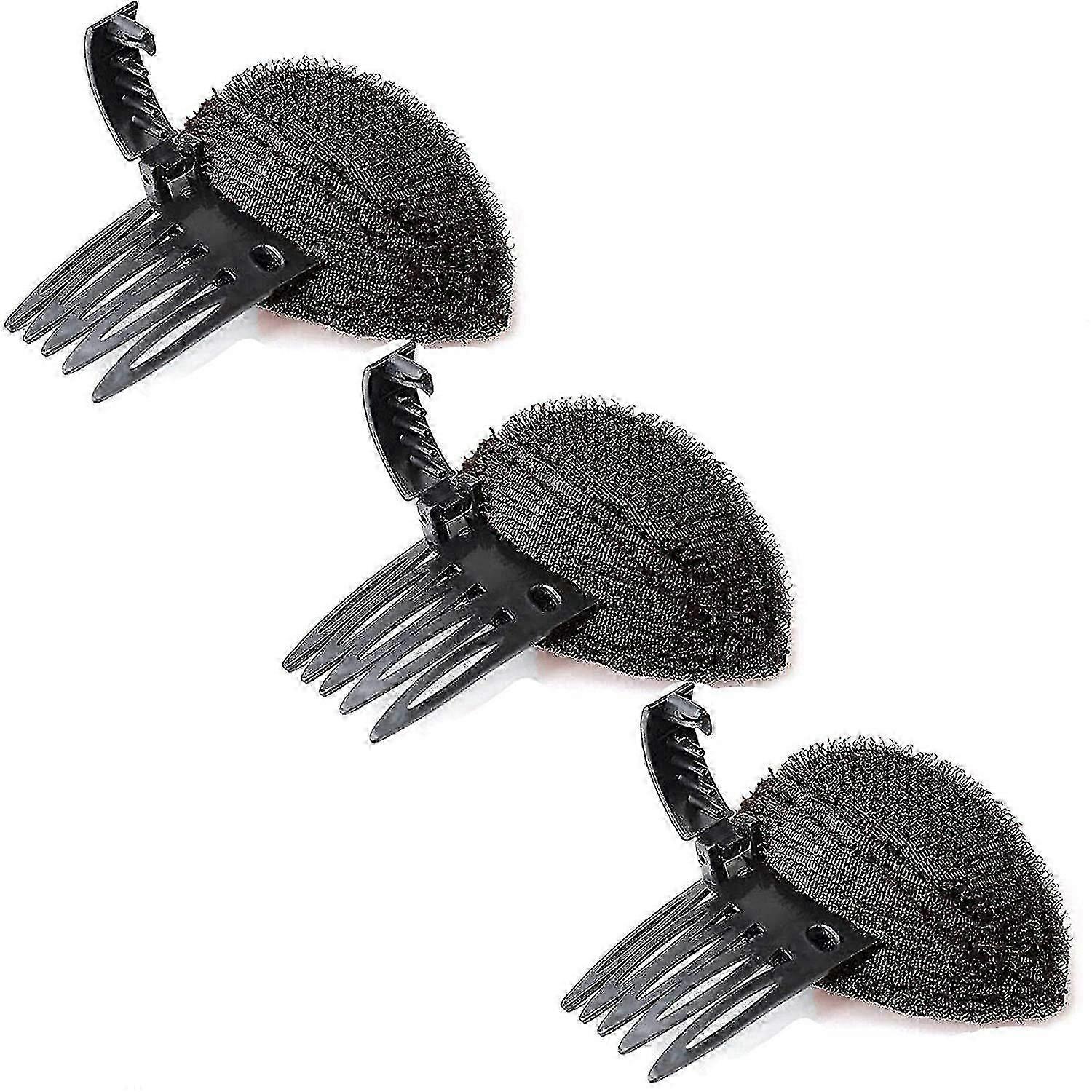 Cuscino per la testa dei capelli a sbuffo perfetto, clip in spugna per capelli soffice invisibile, set di basi per capelli Bun Bump It Up Volume (3pcs Brown)