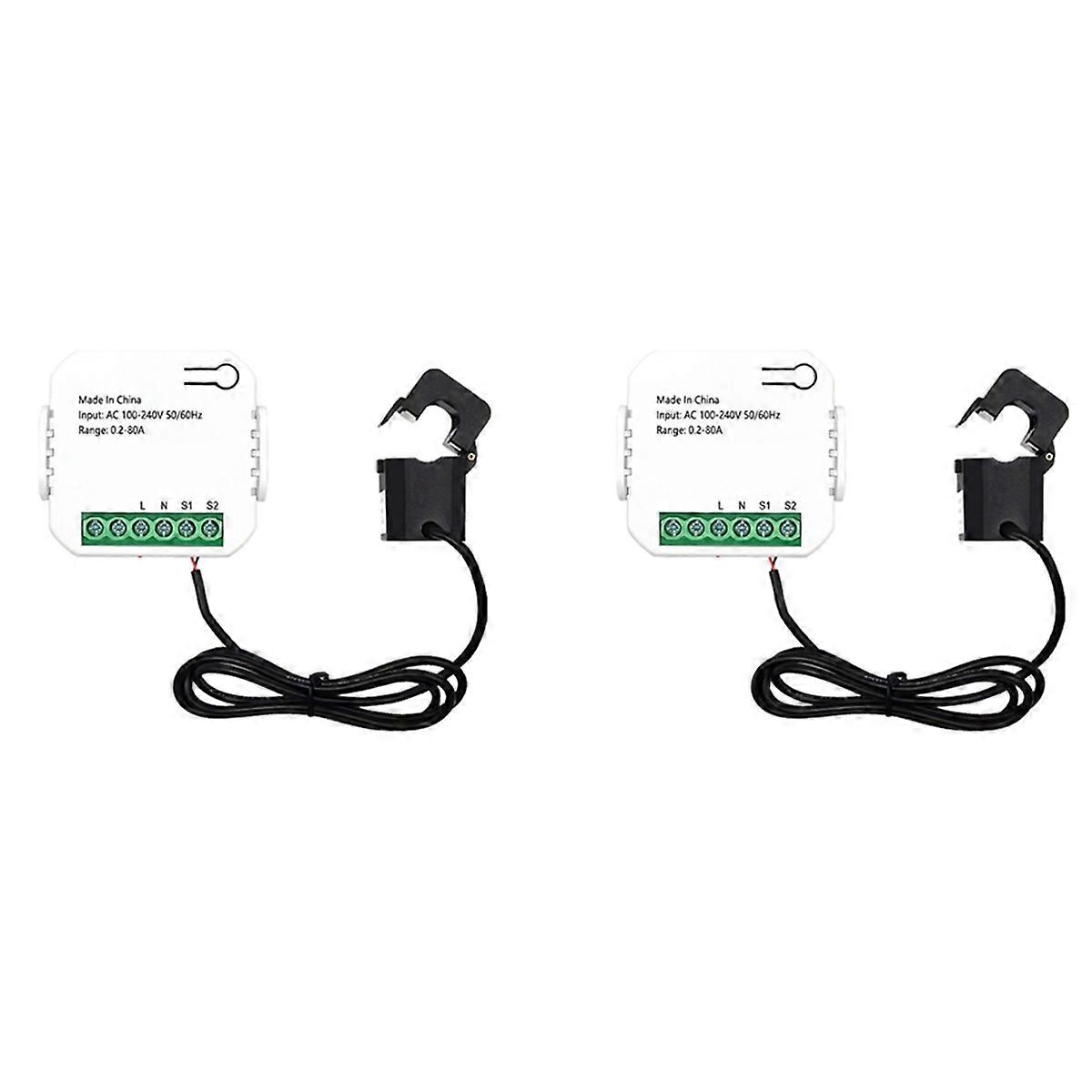 2X Tuya Smart Life WiFi Energy Meter 80A with Current Transformer Clamp KWh Power Monitor Electricit