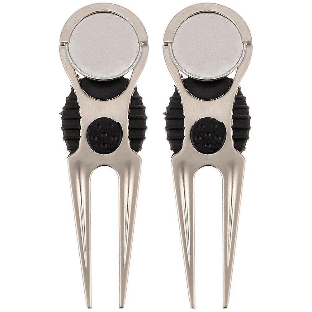 Golf Pitch Mark Repair Tool Divot Tool Golf Zinc Alloy Strong Structure Sports Field 2Pcs
