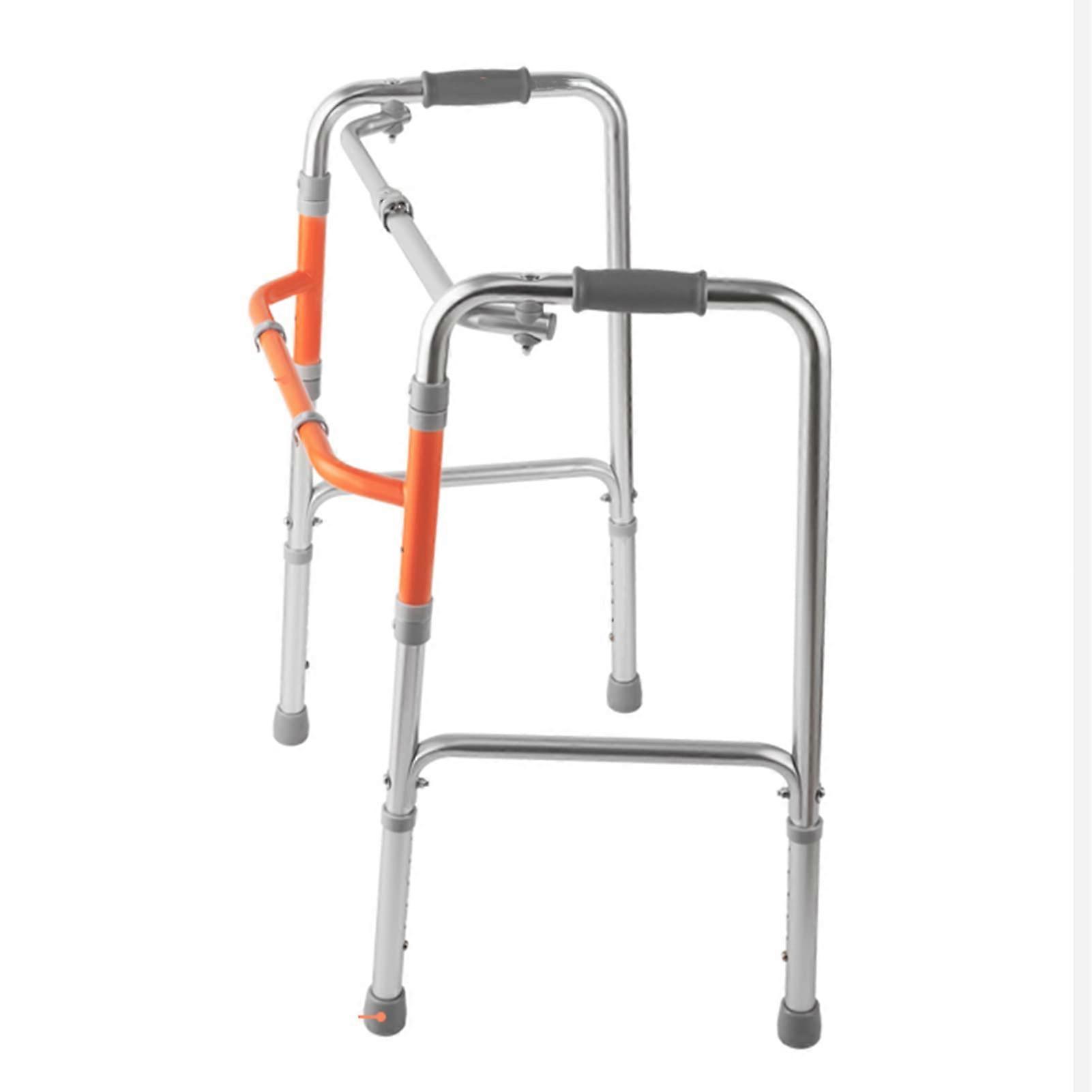 Collapsible Lightweight Aluminum Walker, Underarm Rollator, Senior Mobility Aid with Non-Slip PVC Feet and 8-Stage Height Adjustment