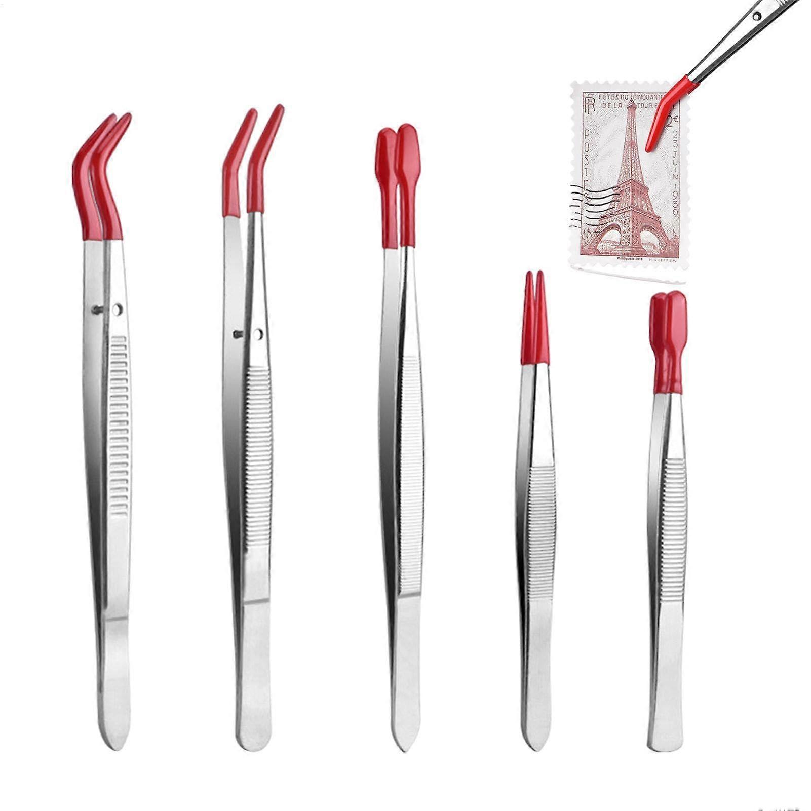 Precision Tweezers for Crafting, Non-Slip Straight Design, Portable Beauty Tool for Jewelry Making, Model Building, Red Color