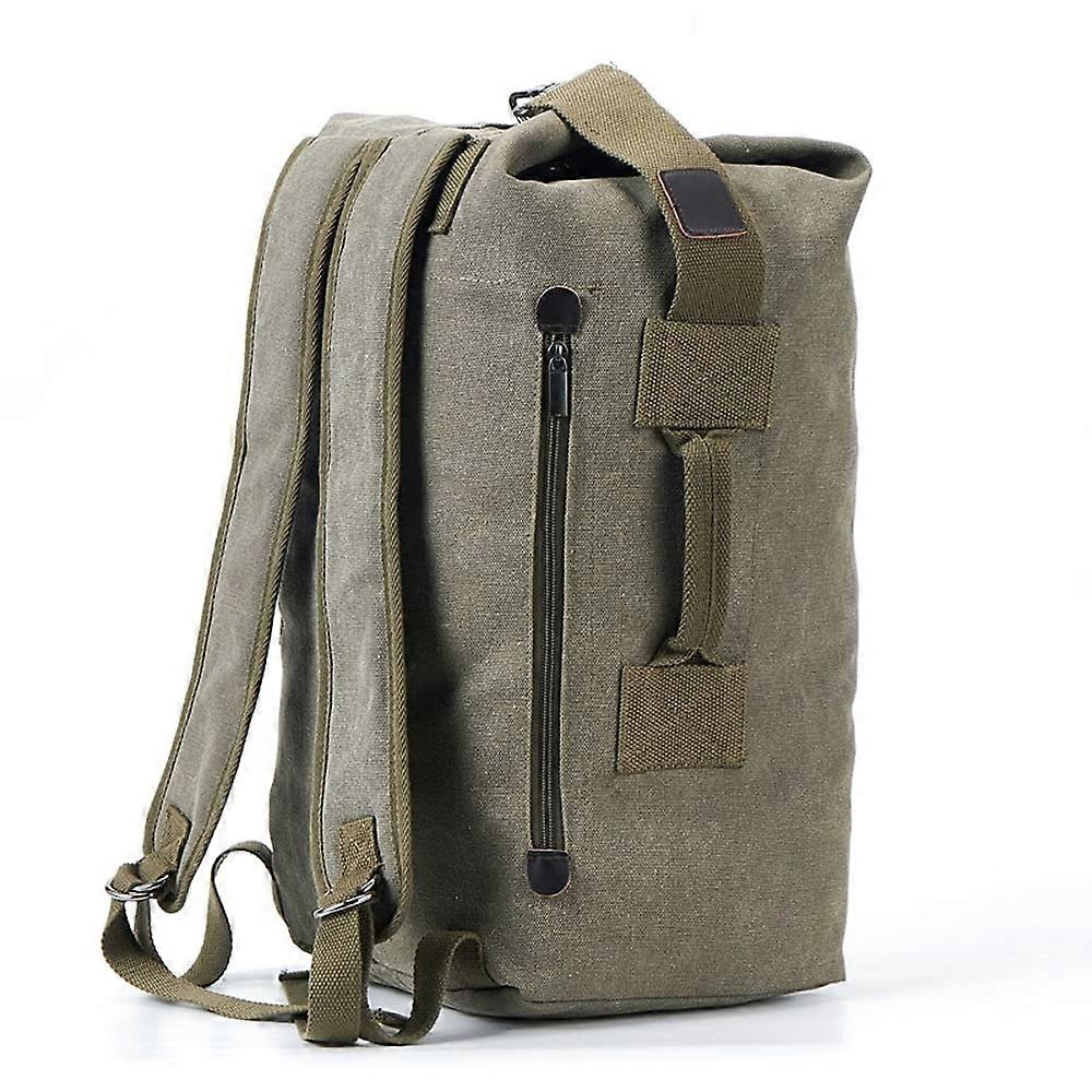 Zipper Pocket Canvas Backpack Small Green