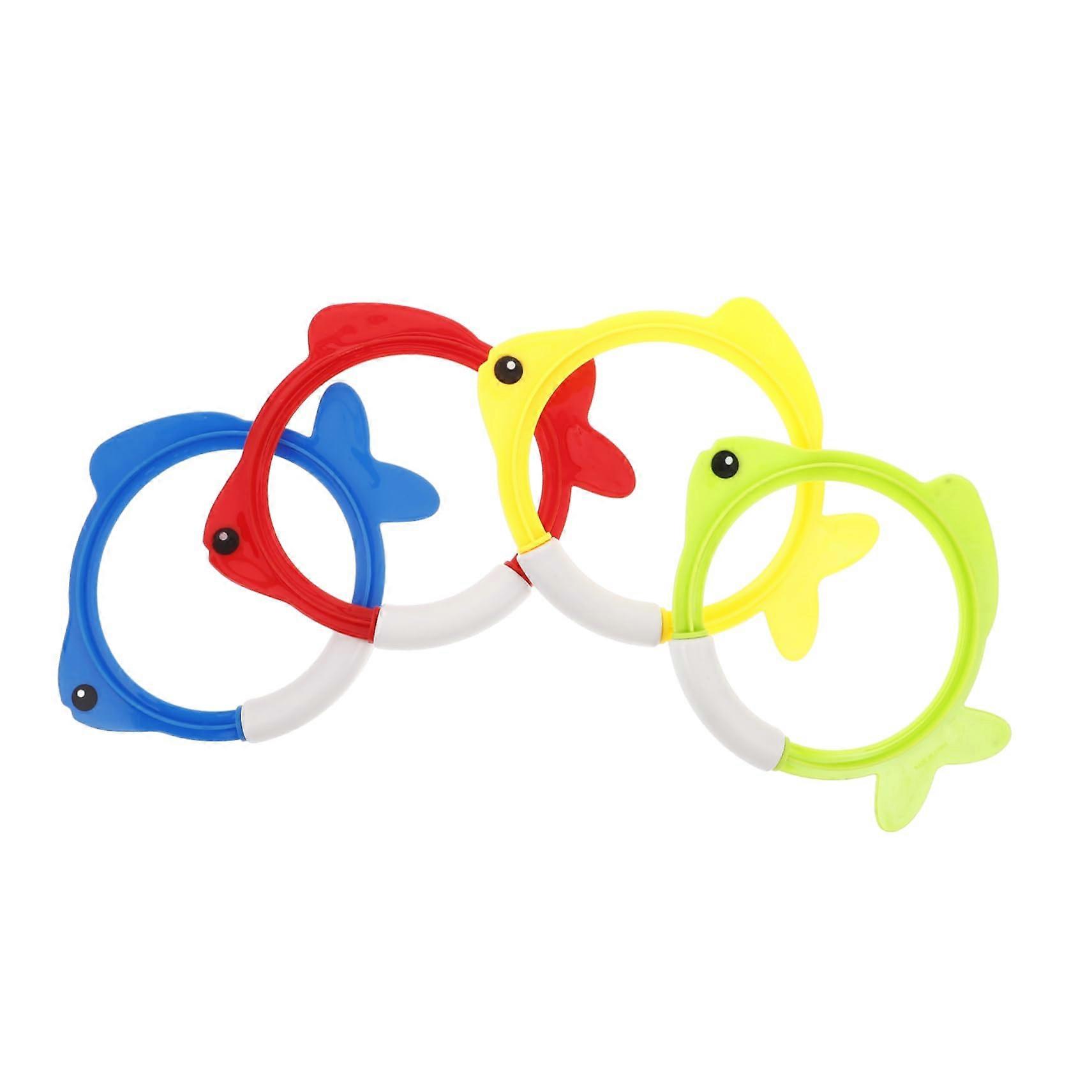 Diving Toy Pack Of 4 Pool Sinking Rings Plastic Coloured Underwater Ring Game For Pool Parties