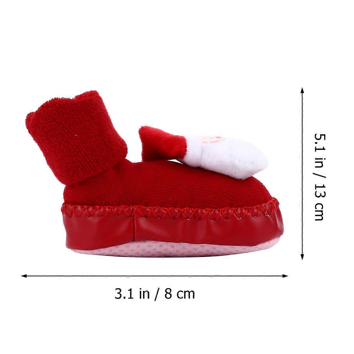 Non-Slip Socks for Kids Christmas Floor Socks with Particle Sole 1Pair Red
