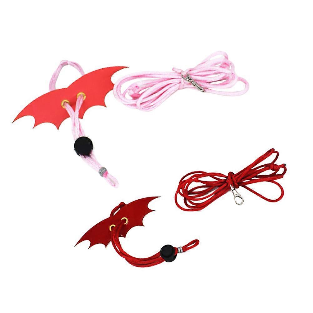 Small Animal Outdoor Leash Harness With Wing Shape For Pet Reptiles Size S Red 2Pack