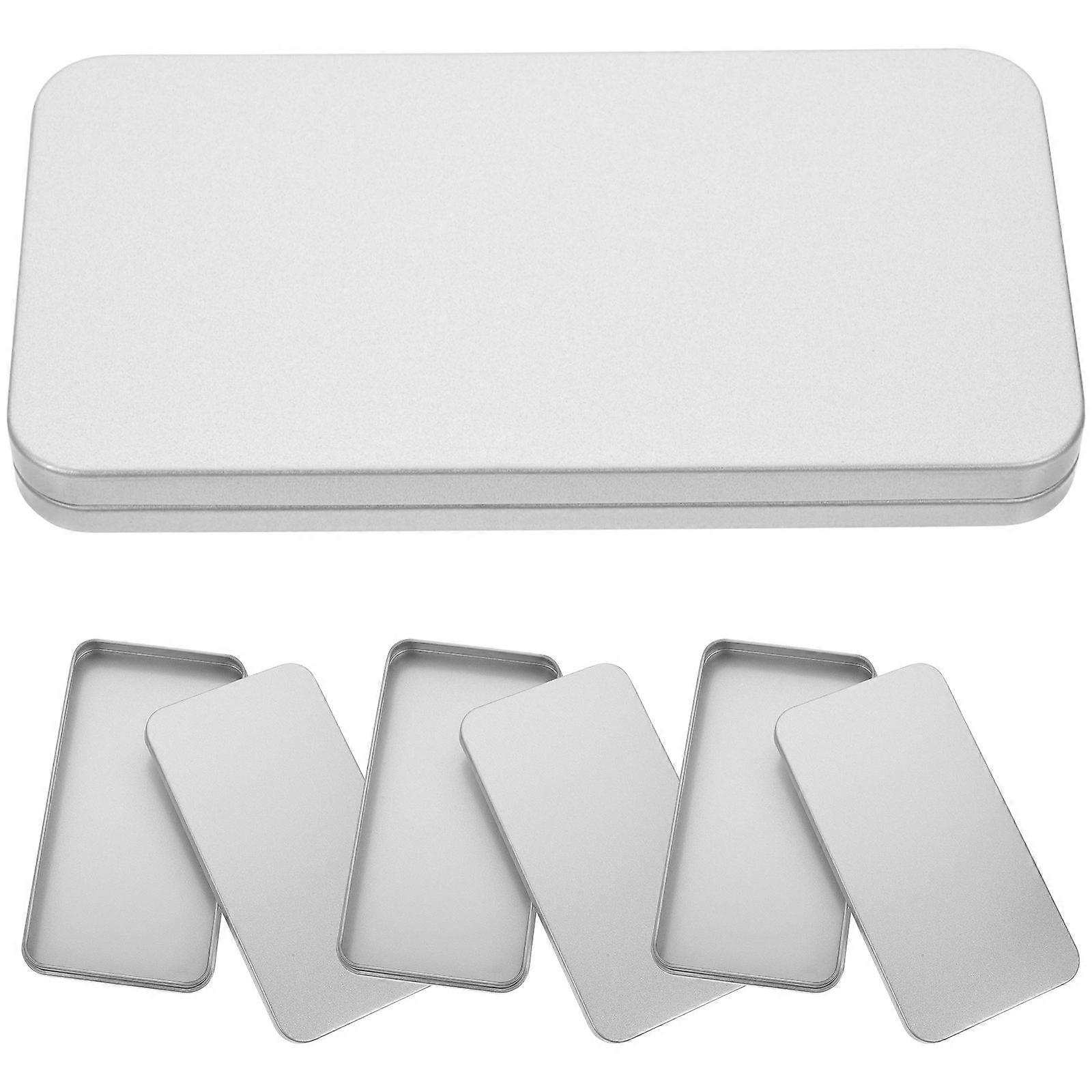 Portable Silver Tinplate Storage Box with Lid for Storing Socks and Phone Screen Protectors 4pcs