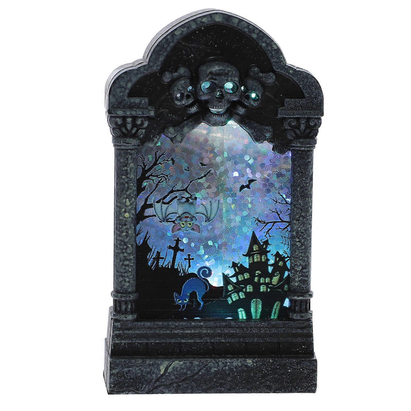 Black LED Halloween Tombstone Decoration For Tree And Use With 12X7CM Size In 1Set Quantity For Parties