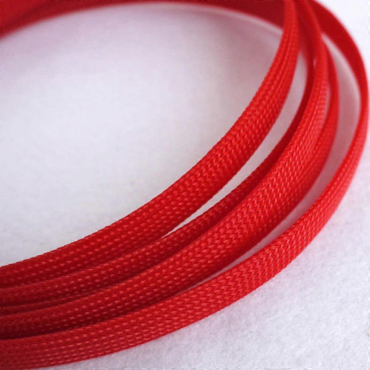 High Density PET Braided Expandable Wire Wrap Insulated Nylon Case, Red, 40mm, 10 Metres, 1-30mm Sizes