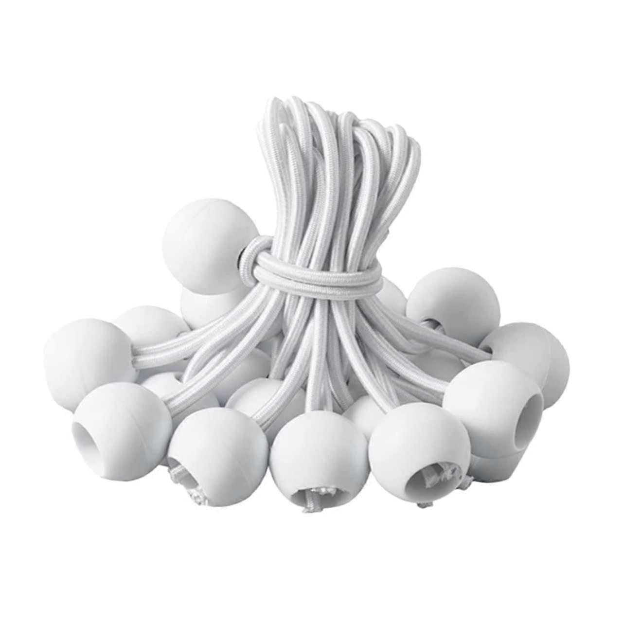 50Pack Elastic Bungee Straps with Hooks, HeavyDuty Lashing Cords for Canopy Ties, Camping, and Fastening – White Polypropylene Elastic Ropes