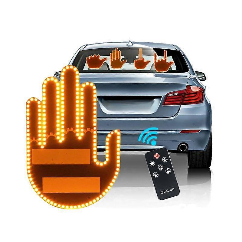 Car Finger Light, LED Hand Gesture Sign Light with Remote (4 Modes)